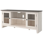 Mobile TV Grande Casual con Opzione Camino, Bianco/Marrone