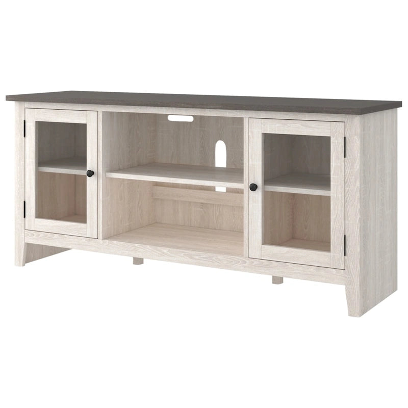 Mobile TV Grande Casual con Opzione Camino, Bianco/Marrone