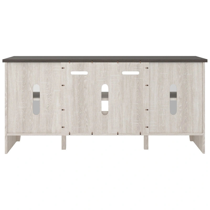 Mobile TV Grande Casual con Opzione Camino, Bianco/Marrone