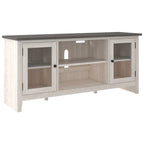 Mobile TV Grande Casual con Opzione Camino, Bianco/Marrone