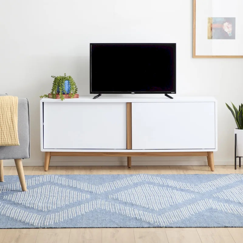 Mobile TV Madison Mid-Century Modern per TV fino a 65", ante scorrevoli e gestione cavi