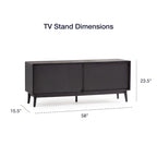 Mobile TV Madison Mid-Century Modern per TV fino a 65", ante scorrevoli e gestione cavi