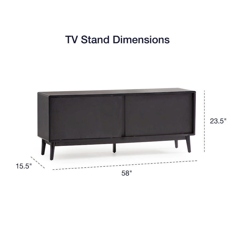 Mobile TV Madison Mid-Century Modern per TV fino a 65", ante scorrevoli e gestione cavi