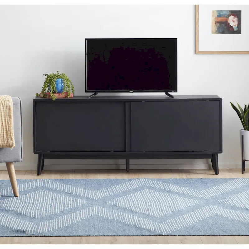 Mobile TV Madison Mid-Century Modern per TV fino a 65", ante scorrevoli e gestione cavi