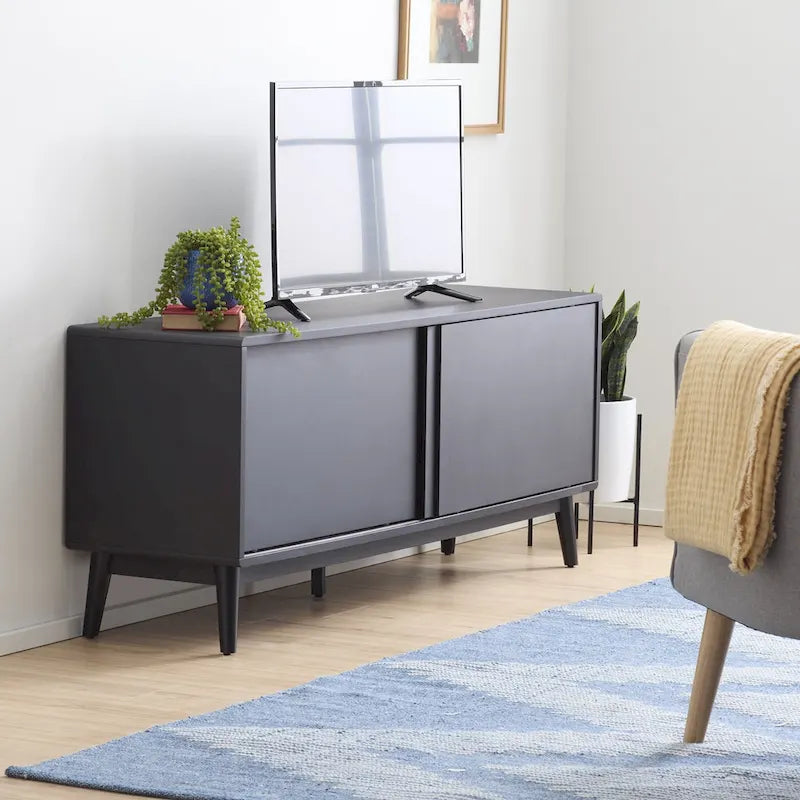 Mobile TV Madison Mid-Century Modern per TV fino a 65", ante scorrevoli e gestione cavi