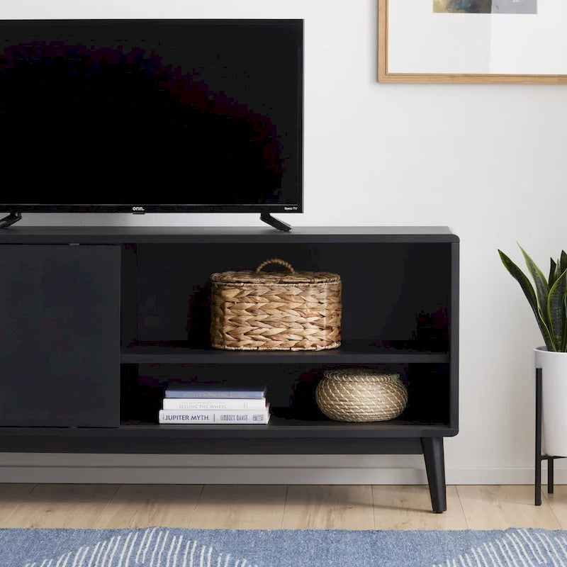 Mobile TV Madison Mid-Century Modern per TV fino a 65", ante scorrevoli e gestione cavi
