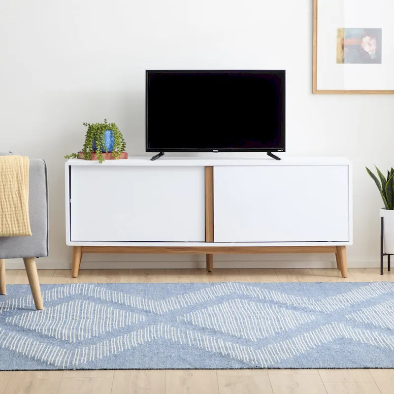 Mobile TV Madison Mid-Century Modern per TV fino a 65", ante scorrevoli e gestione cavi