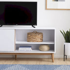 Mobile TV Madison Mid-Century Modern per TV fino a 65", ante scorrevoli e gestione cavi