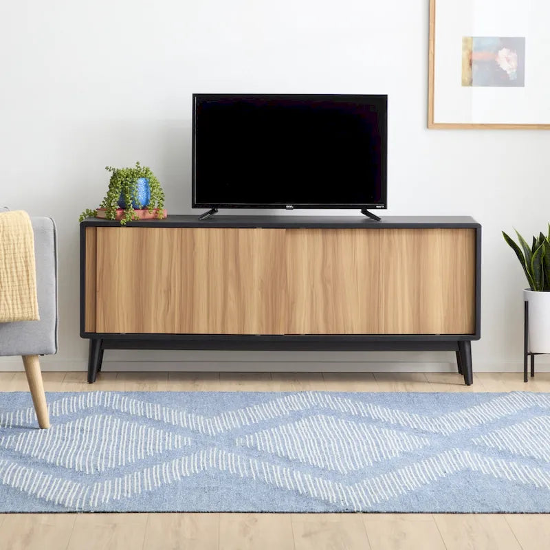 Mobile TV Madison Mid-Century Modern per TV fino a 65", ante scorrevoli e gestione cavi