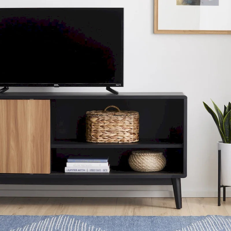 Mobile TV Madison Mid-Century Modern per TV fino a 65", ante scorrevoli e gestione cavi