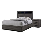 Set camera da letto 2 pezzi contemporaneo grigio legno con ripiani