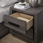 Set camera da letto 2 pezzi contemporaneo grigio legno con ripiani