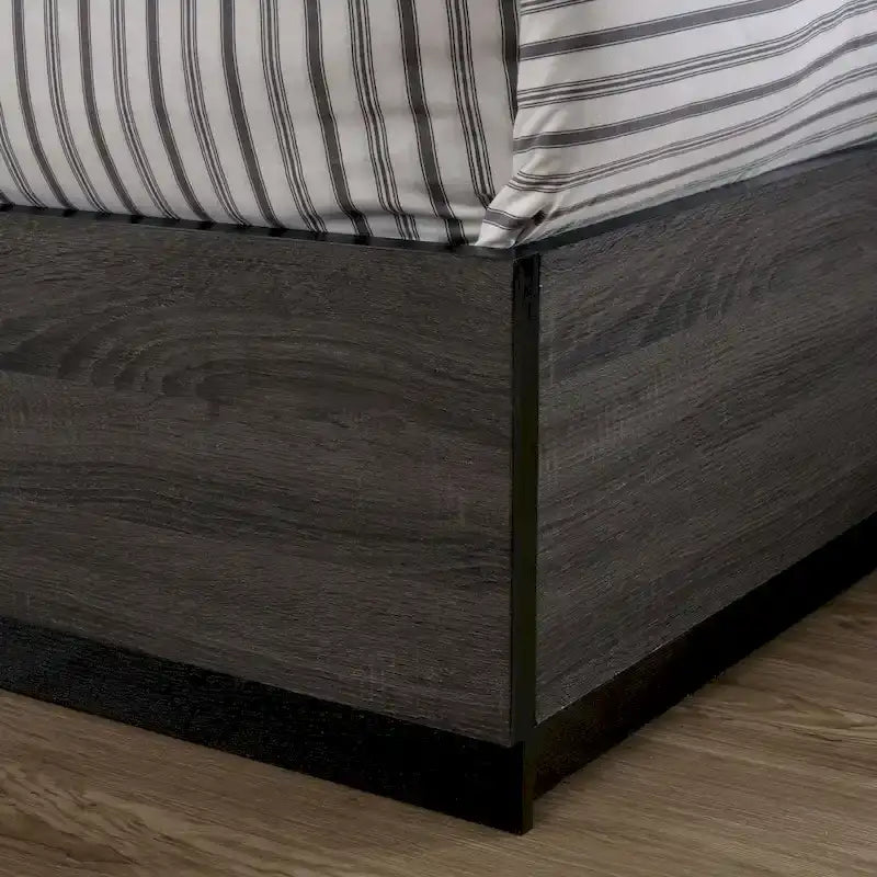 Set camera da letto 2 pezzi contemporaneo grigio legno con ripiani