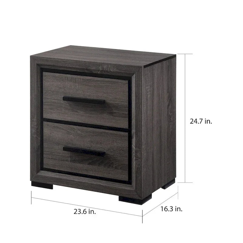 Set camera da letto 2 pezzi contemporaneo grigio legno con ripiani