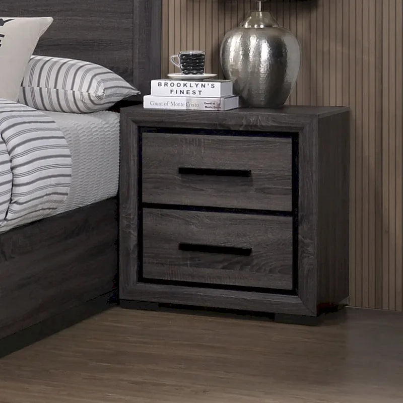 Set camera da letto 2 pezzi contemporaneo grigio legno con ripiani