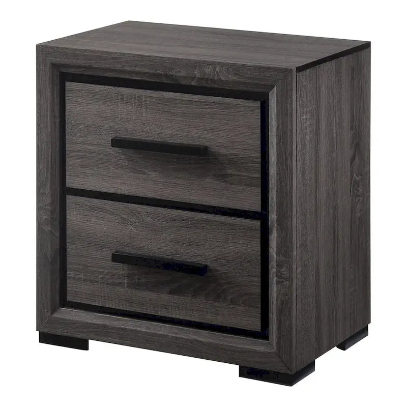 Set camera da letto 2 pezzi contemporaneo grigio legno con ripiani