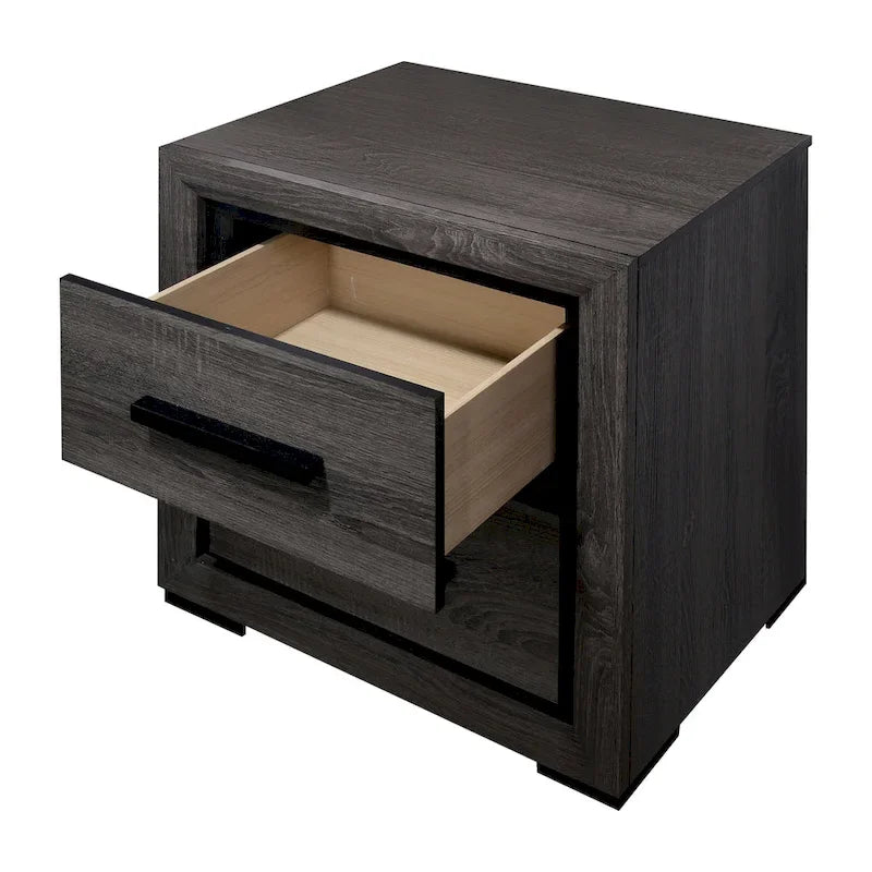Set camera da letto 2 pezzi contemporaneo grigio legno con ripiani
