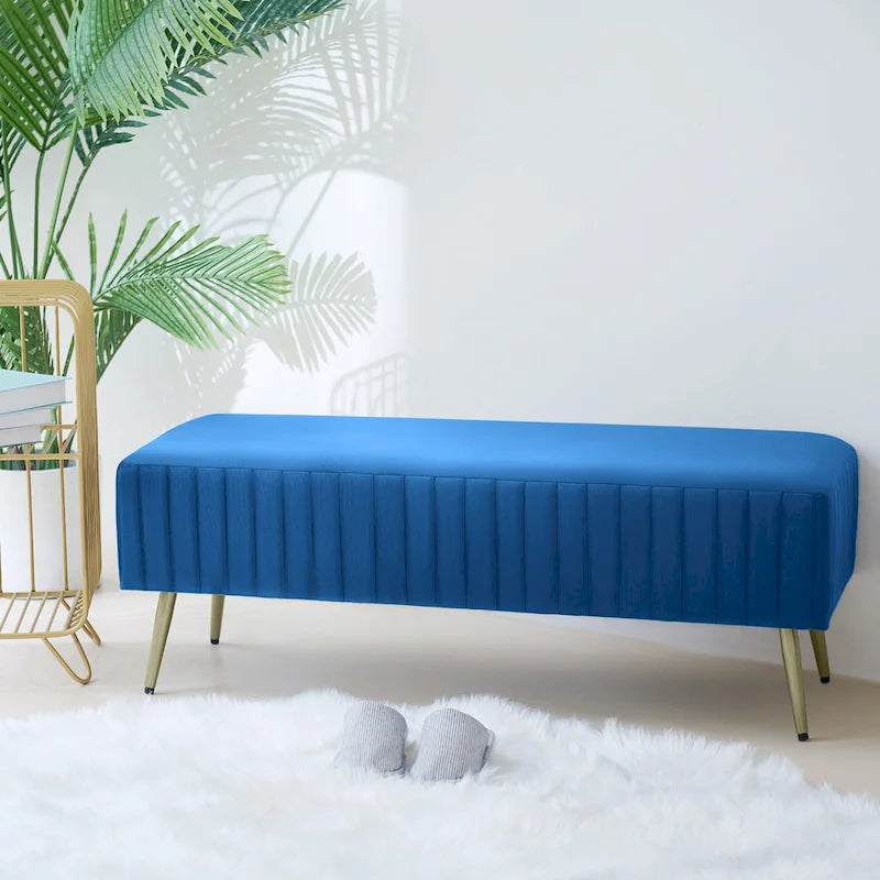 46 panche moderne imbottite per letto e ingresso con seduta in velluto imbottita