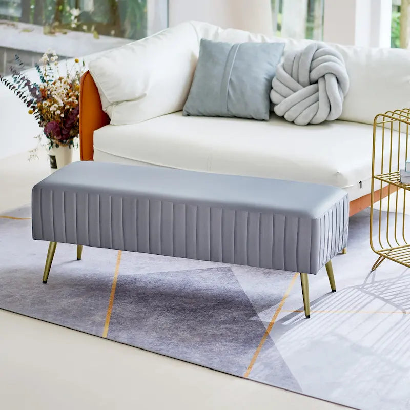 46 panche moderne imbottite per letto e ingresso con seduta in velluto imbottita