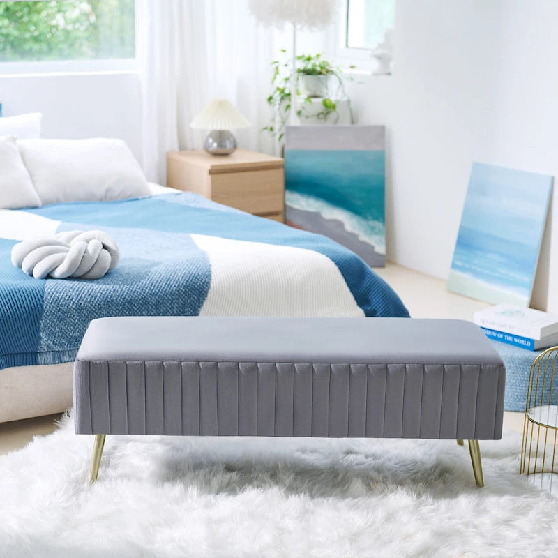 46 panche moderne imbottite per letto e ingresso con seduta in velluto imbottita
