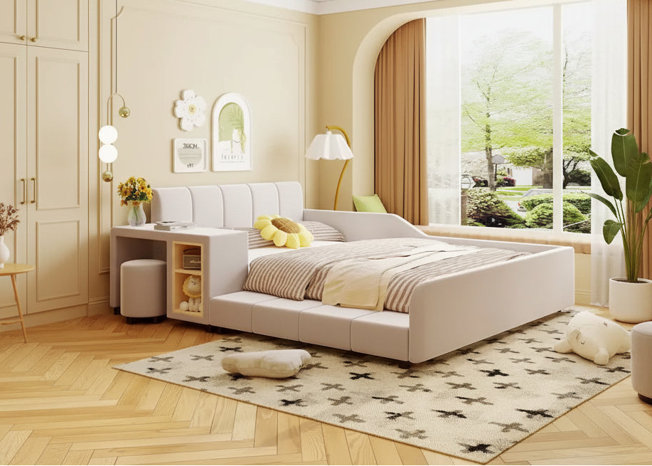 Letto imbottito a terra matrimoniale