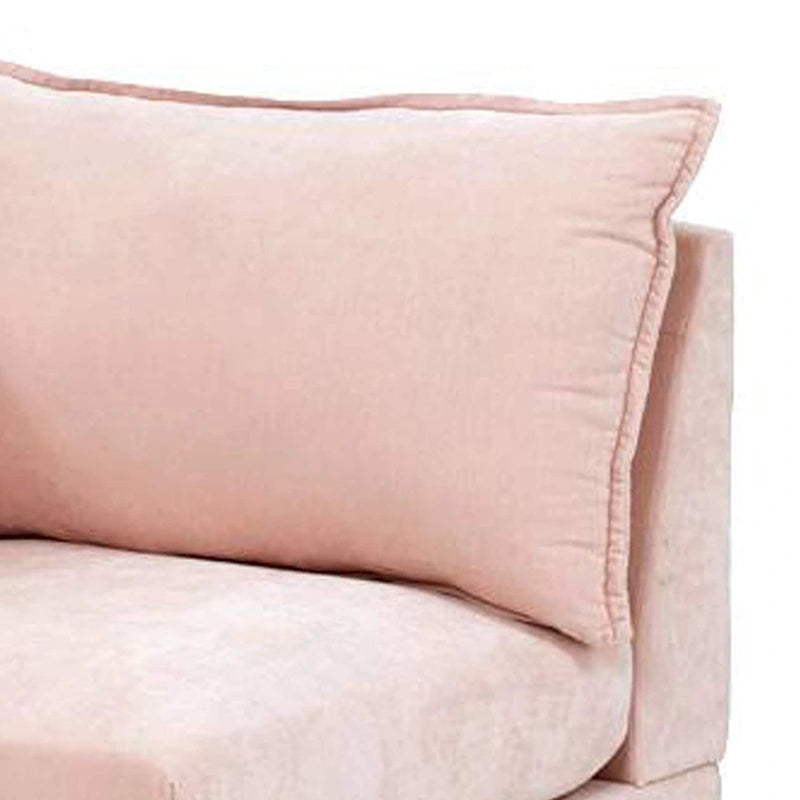 Poltrona angolare modulare a braccio singolo da 84 cm, 2 cuscini lombari, rosa cipria