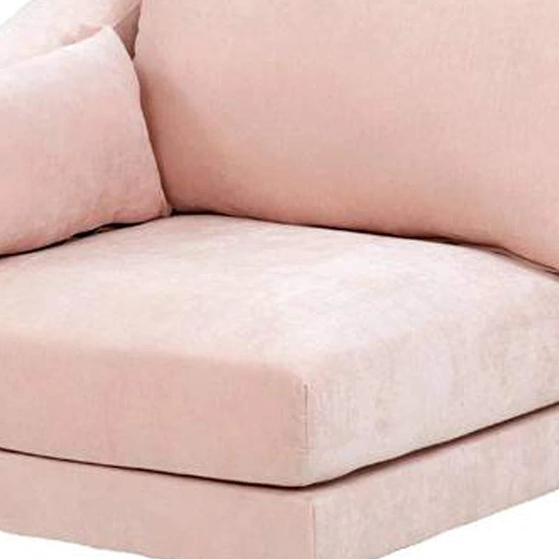 Poltrona angolare modulare a braccio singolo da 84 cm, 2 cuscini lombari, rosa cipria