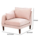 Poltrona angolare modulare a braccio singolo da 84 cm, 2 cuscini lombari, rosa cipria