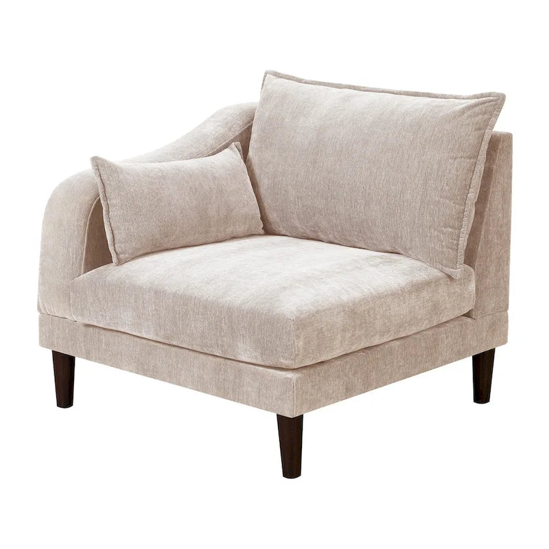 Poltrona angolare modulare a braccio singolo da 84 cm, 2 cuscini lombari, rosa cipria