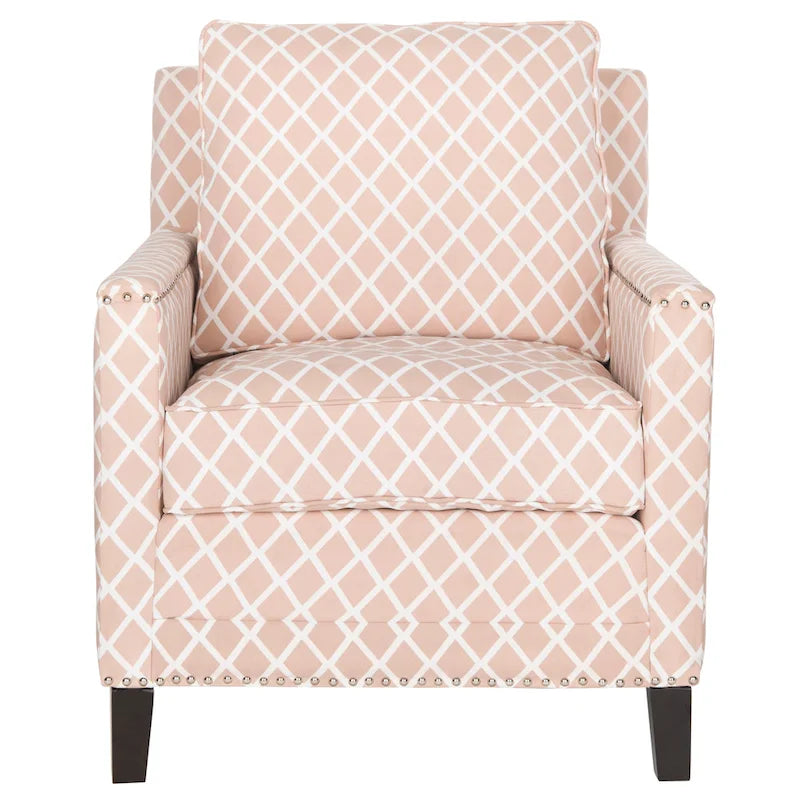 Poltrona da club in tessuto di poliestere rosa pesca/bianco - 28.5 x 31.9 x 38.2 - 29Lx32Px38A