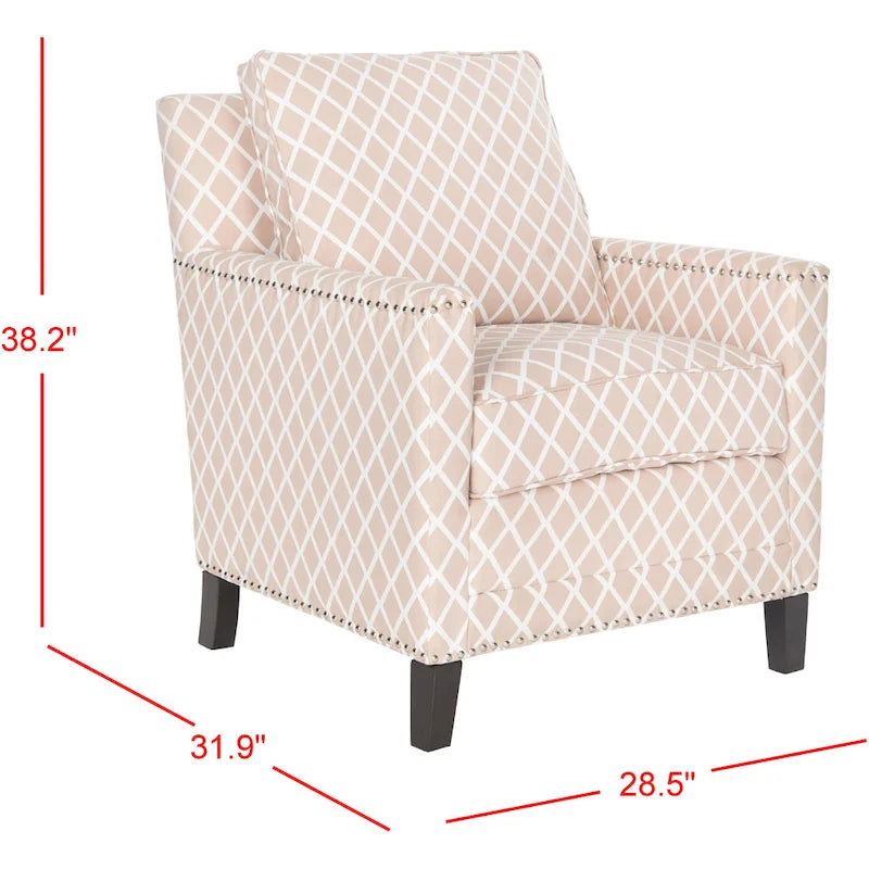 Poltrona da club in tessuto di poliestere rosa pesca/bianco - 28.5 x 31.9 x 38.2 - 29Lx32Px38A