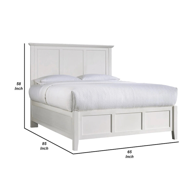 Letto matrimoniale basso in mogano massiccio, piano con bordo smussato, bianco