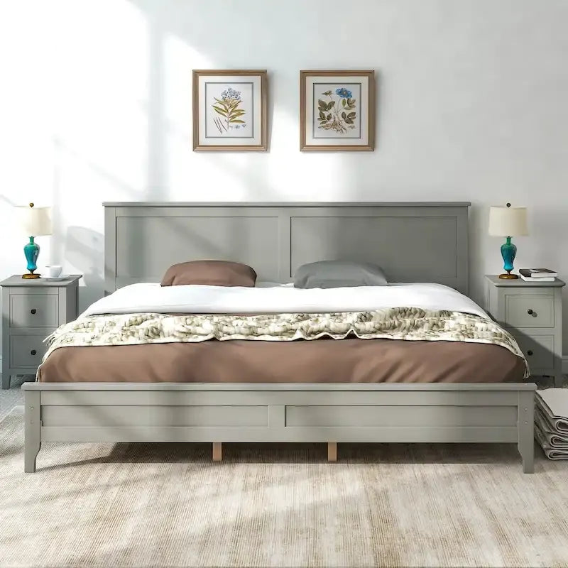 Letto matrimoniale king size moderno in legno massello, elegante e resistente