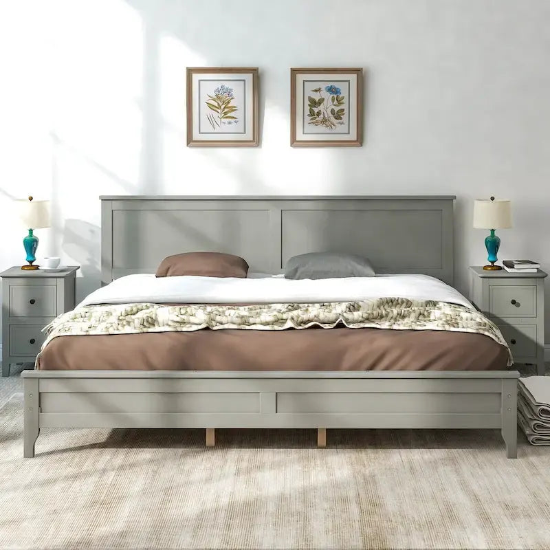 Letto matrimoniale king size moderno in legno massello, elegante e resistente