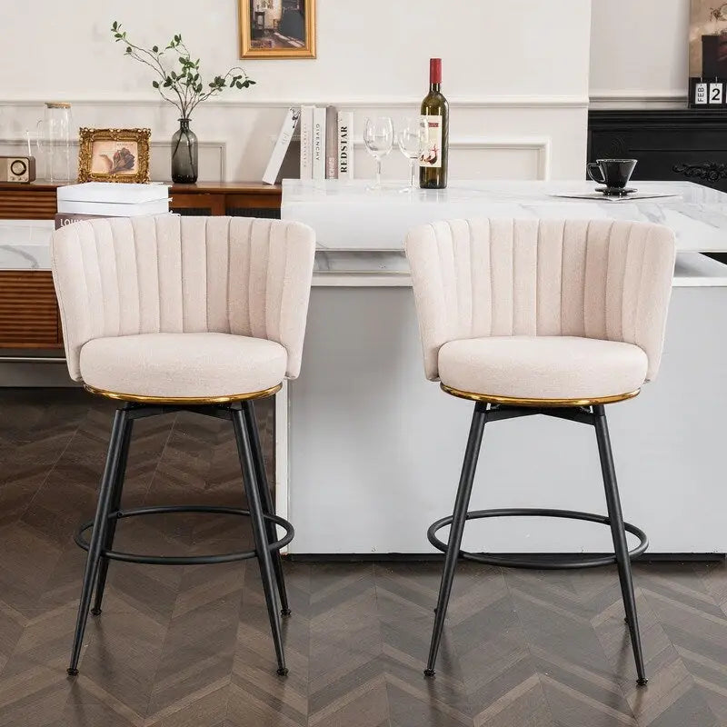 Set di 2 sgabelli da bar girevoli imbottiti con gambe in metallo