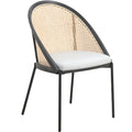 Sedia da pranzo elegante moderna con sedile in pelle e schienale in vimini per sala da pranzo e cucina