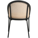 Sedia da pranzo elegante moderna con sedile in pelle e schienale in vimini per sala da pranzo e cucina