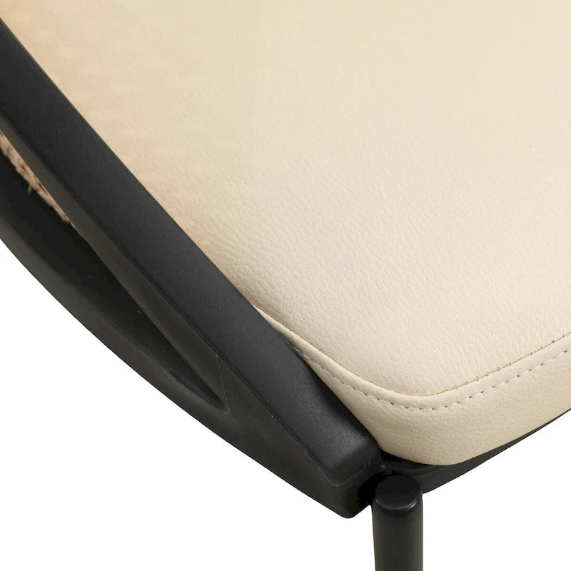 Sedia da pranzo elegante moderna con sedile in pelle e schienale in vimini per sala da pranzo e cucina