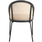 Sedia da pranzo elegante moderna con sedile in pelle e schienale in vimini per sala da pranzo e cucina
