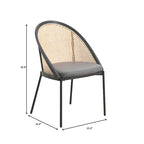 Sedia da pranzo elegante moderna con sedile in pelle e schienale in vimini per sala da pranzo e cucina