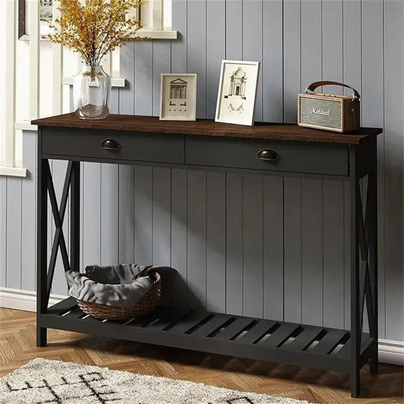 Tavolo Consolle da Ingresso 47 stile Farmhouse con Cassetto - 11.8P x 47.19L x 31.5H