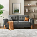 Divano Moderno Rivestito in Tessuto Teddy con Gambe in Legno e 2 Cuscini