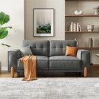 Divano Moderno Rivestito in Tessuto Teddy con Gambe in Legno e 2 Cuscini