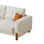 Divano Moderno Rivestito in Tessuto Teddy con Gambe in Legno e 2 Cuscini