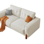 Divano Moderno Rivestito in Tessuto Teddy con Gambe in Legno e 2 Cuscini