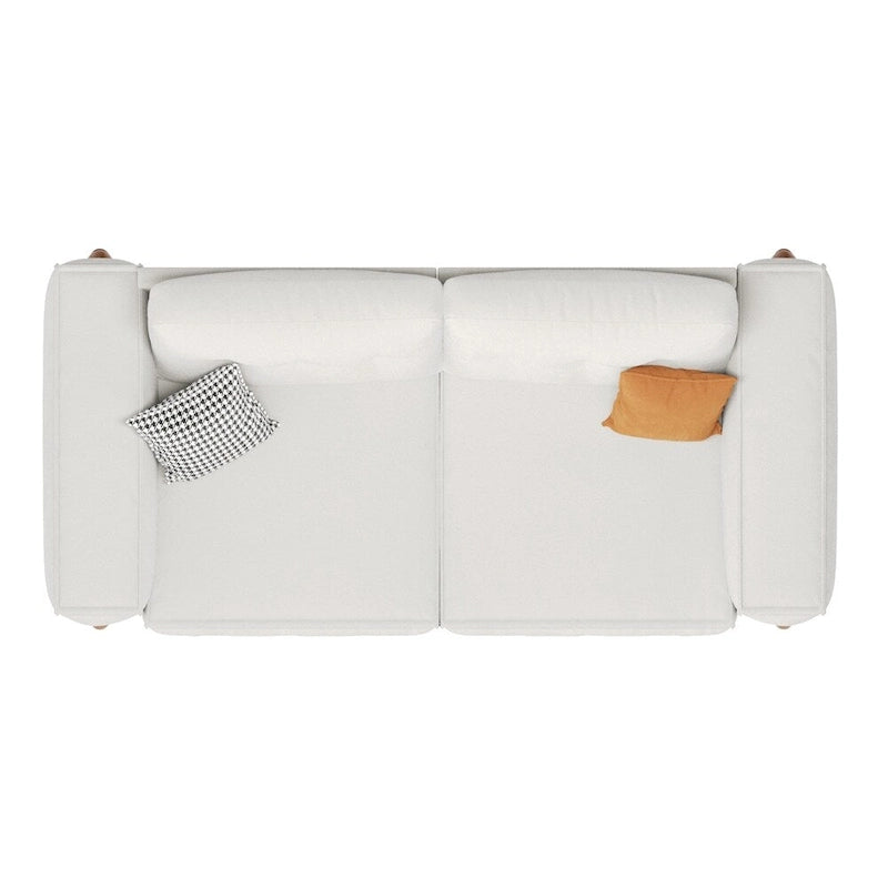 Divano Moderno Rivestito in Tessuto Teddy con Gambe in Legno e 2 Cuscini