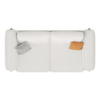 Divano Moderno Rivestito in Tessuto Teddy con Gambe in Legno e 2 Cuscini