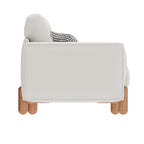 Divano Moderno Rivestito in Tessuto Teddy con Gambe in Legno e 2 Cuscini