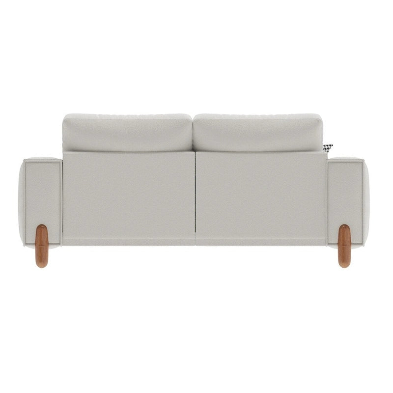 Divano Moderno Rivestito in Tessuto Teddy con Gambe in Legno e 2 Cuscini