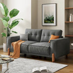 Divano Moderno Rivestito in Tessuto Teddy con Gambe in Legno e 2 Cuscini